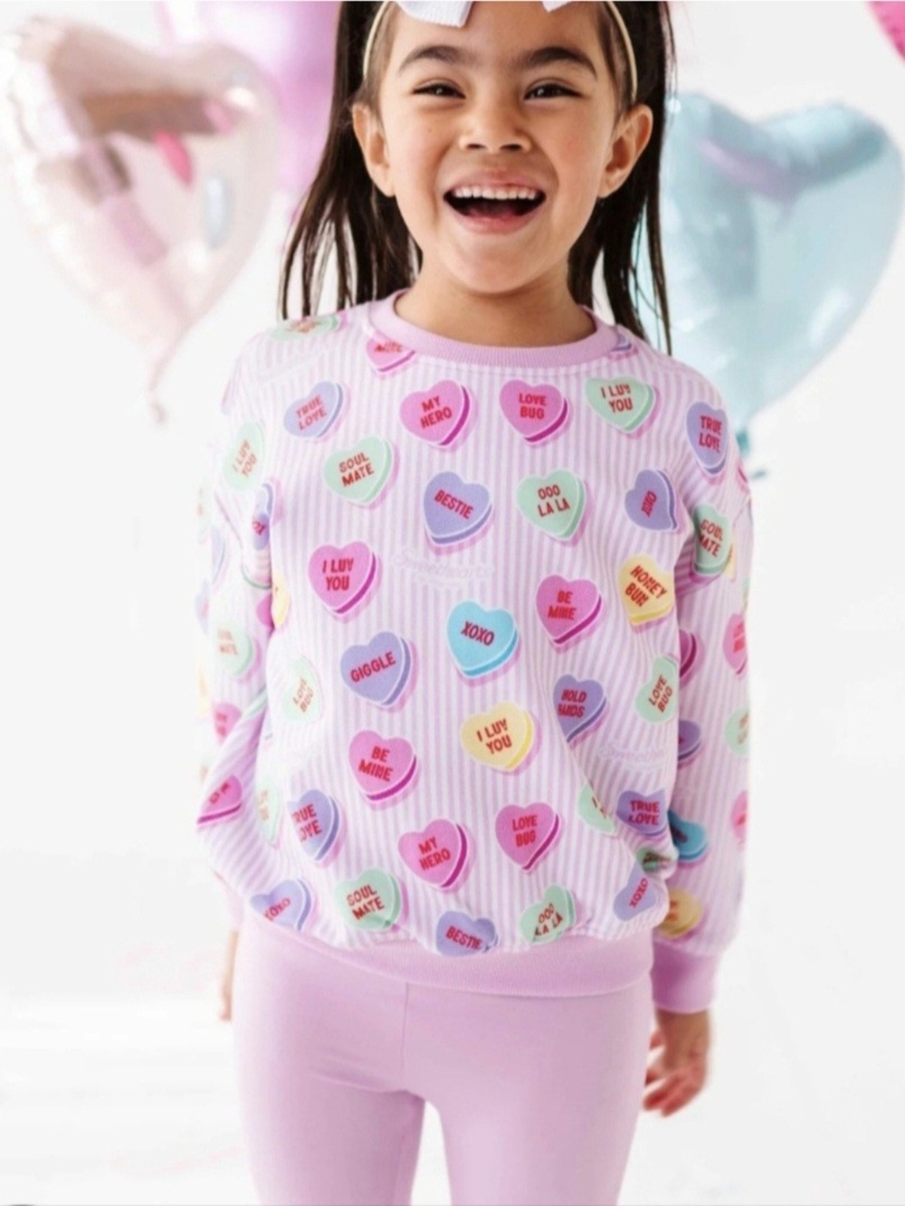 Bums & Roses Sweethearts Candy Hearts Crew Neck Sweatshirt & Bell Bottoms 3T NWT